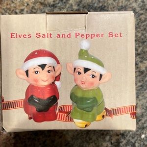 Cute little Christmas elves salt and pepper shakers